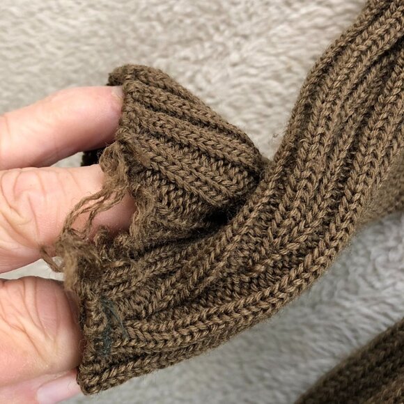 Sebo Knitwear Men's Commando Sweater Medium 100% Wool Brown Rib Knit Henley - Picture 5 of 14